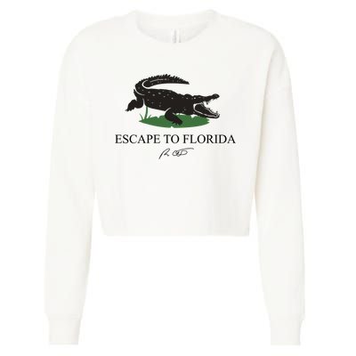 Escape To Florida Ron Desantis Us Flag Vintage Funny Cropped Pullover Crew