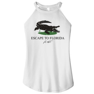 Escape To Florida Ron Desantis Us Flag Vintage Funny Women's Perfect Tri Rocker Tank