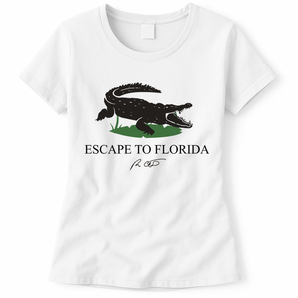 Escape To Florida Ron Desantis Us Flag Vintage Funny Womens T-Shirt
