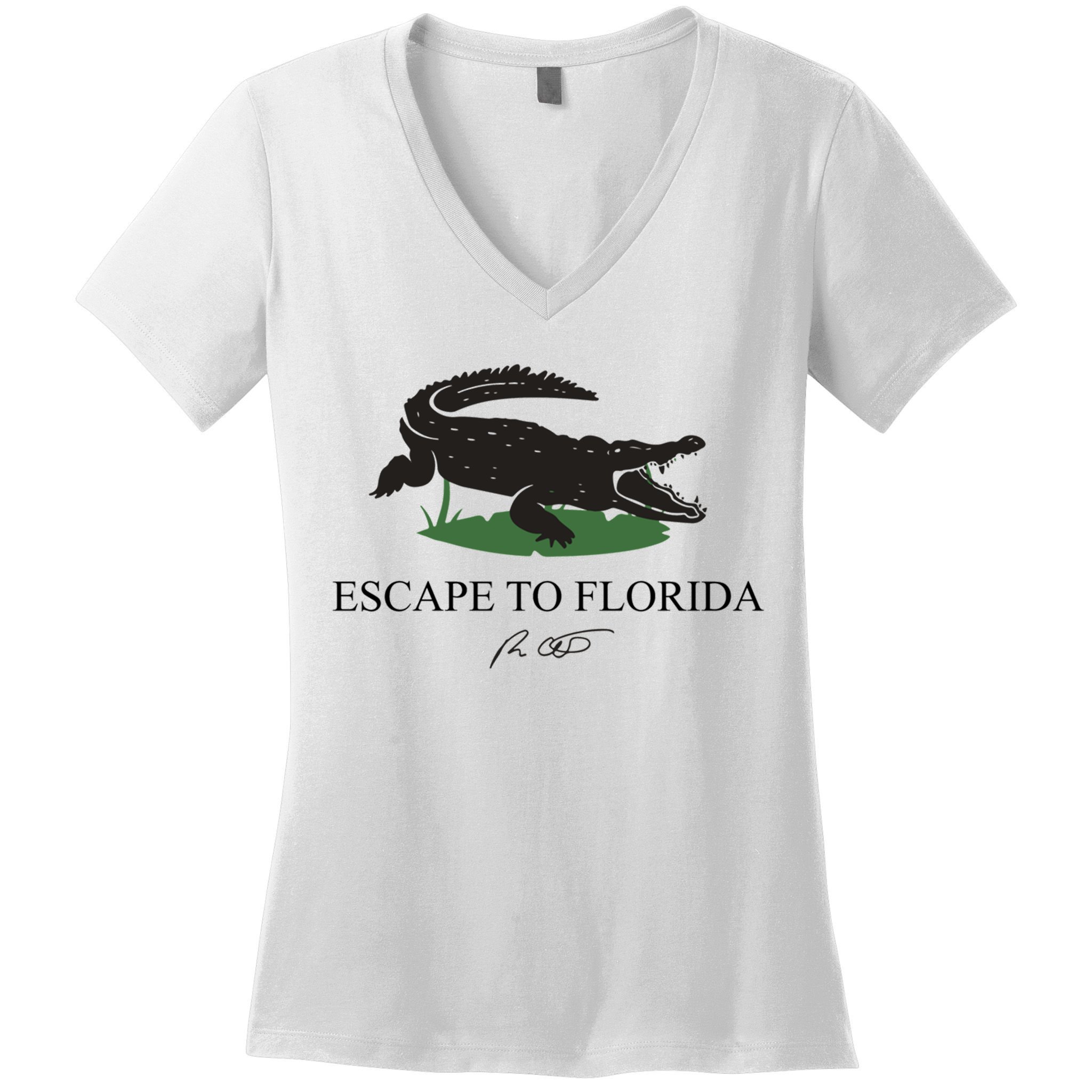 Escape To Florida Ron Desantis Us Flag Vintage Funny Women's V-Neck T-Shirt