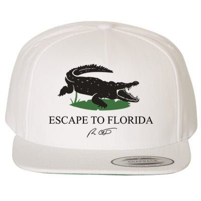 Escape To Florida Ron Desantis Us Flag Vintage Funny Wool Snapback Cap