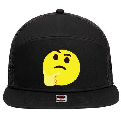 Emoticon Thinking Face Thinker 7 Panel Mesh Trucker Snapback Hat