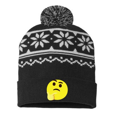 Emoticon Thinking Face Thinker USA-Made Snowflake Beanie