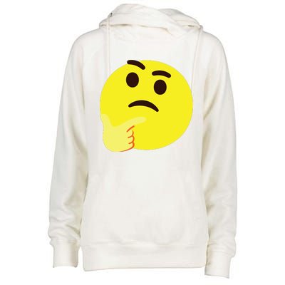 Emoticon Thinking Face Thinker Womens Funnel Neck Pullover Hood