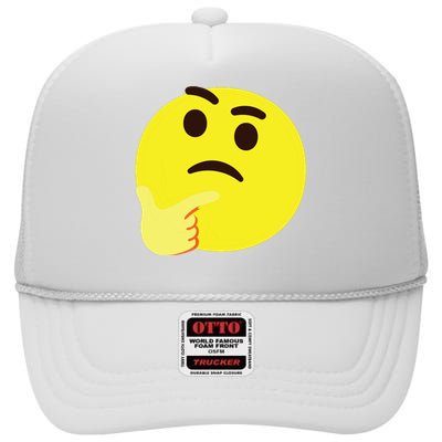 Emoticon Thinking Face Thinker High Crown Mesh Back Trucker Hat