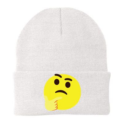 Emoticon Thinking Face Thinker Knit Cap Winter Beanie