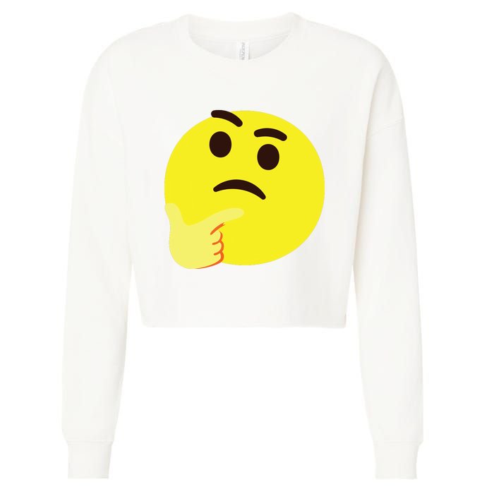 Emoticon Thinking Face Thinker Cropped Pullover Crew