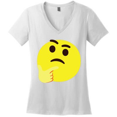 Emoticon Thinking Face Thinker Women's V-Neck T-Shirt