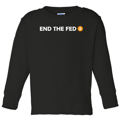 End The Fed Bitcoin Hodl Cryptocurrency Hodler Libertarian Toddler Long Sleeve Shirt