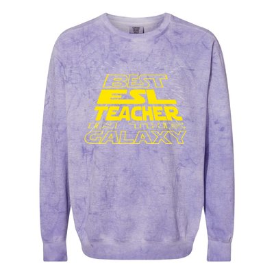 Esl Teacher Funny Cool Galaxy Job Gift Colorblast Crewneck Sweatshirt