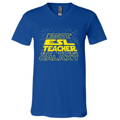 Esl Teacher Funny Cool Galaxy Job Gift V-Neck T-Shirt