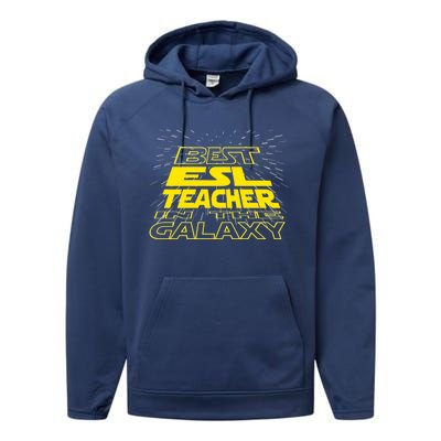 Esl Teacher Funny Cool Galaxy Job Gift Performance Fleece Hoodie