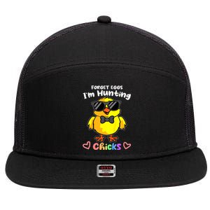 Easter Toddlers Forget Eggs Im Hunting Chicks 7 Panel Mesh Trucker Snapback Hat