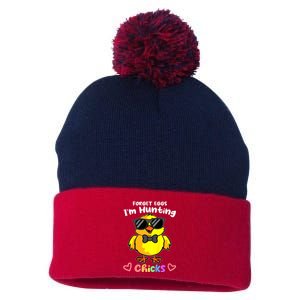 Easter Toddlers Forget Eggs Im Hunting Chicks Pom Pom 12in Knit Beanie