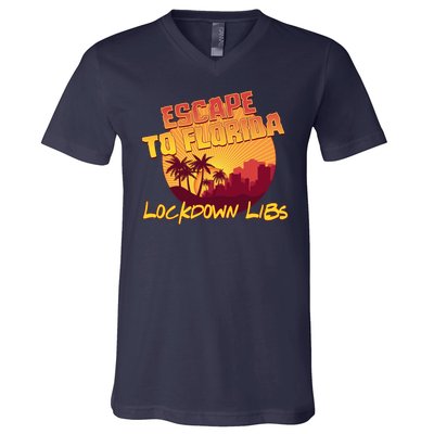 Escape To Florida Lockdown Libs V-Neck T-Shirt