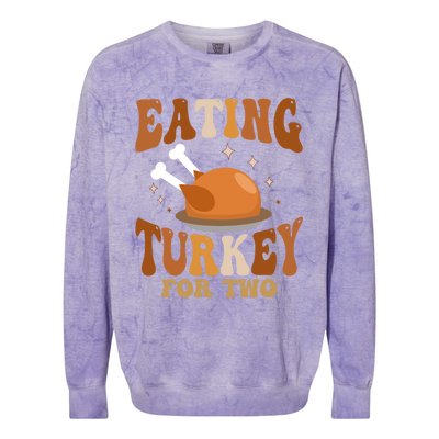 Eating Turkey For Two Thanksgiving Twin Pregnancy Funny Cool Gift Colorblast Crewneck Sweatshirt