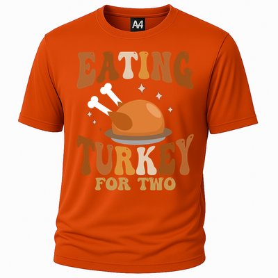 Eating Turkey For Two Thanksgiving Twin Pregnancy Funny Cool Gift Cooling Performance Crew T-Shirt