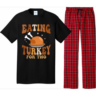 Eating Turkey For Two Thanksgiving Twin Pregnancy Funny Cool Gift Pajama Set