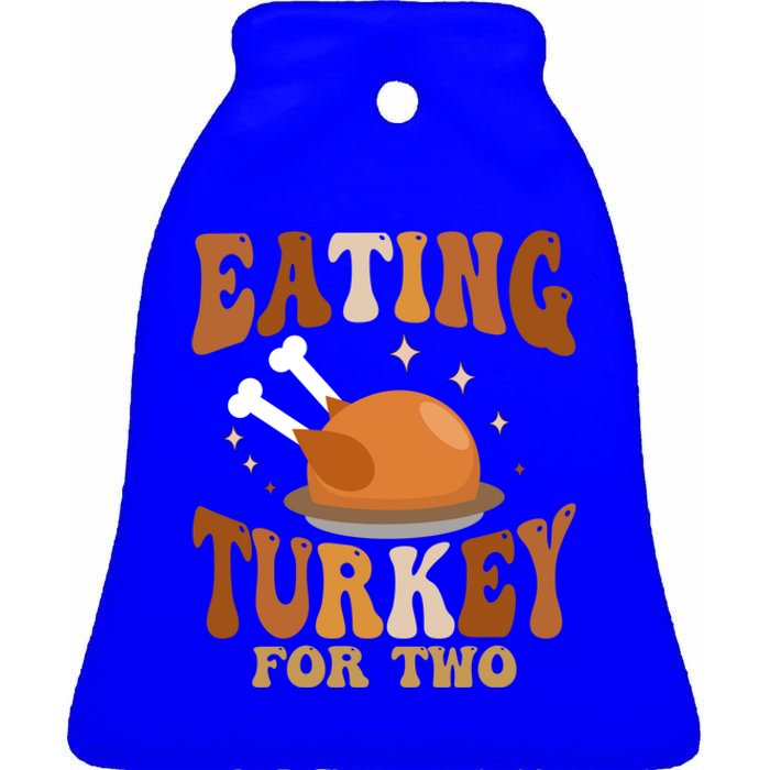 Eating Turkey For Two Thanksgiving Twin Pregnancy Funny Cool Gift Ceramic Bell Ornament