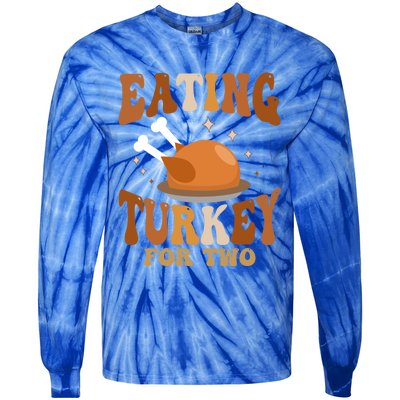 Eating Turkey For Two Thanksgiving Twin Pregnancy Funny Cool Gift Tie-Dye Long Sleeve Shirt