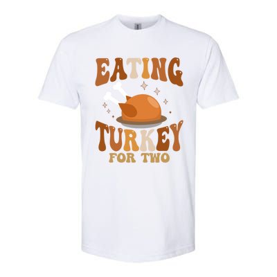 Eating Turkey For Two Thanksgiving Twin Pregnancy Funny Cool Gift Softstyle CVC T-Shirt