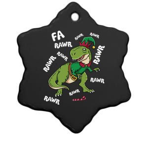 Elf Tmeaningful Giftrex Fa Ra Ra Rawr Dinosaur Christmas Dino Gift Great Gift Ceramic Star Ornament