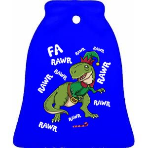 Elf Tmeaningful Giftrex Fa Ra Ra Rawr Dinosaur Christmas Dino Gift Great Gift Ceramic Bell Ornament