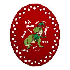 Elf Tmeaningful Giftrex Fa Ra Ra Rawr Dinosaur Christmas Dino Gift Great Gift Ceramic Oval Ornament