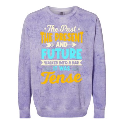 English Teacher Grammar Grammatical Rules Tenses Tense Colorblast Crewneck Sweatshirt