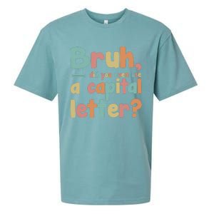 English Teacher Grammar Police Bruh Sueded Cloud Jersey T-Shirt