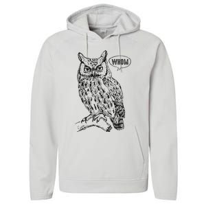 English Teacher Grammar Gift Who Whom Owl Cute Bird Performance Fleece Hoodie