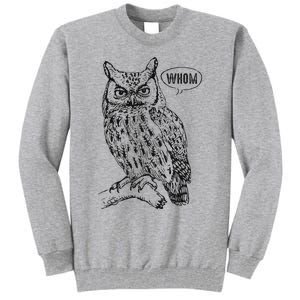 English Teacher Grammar Gift Who Whom Owl Cute Bird Tall Sweatshirt