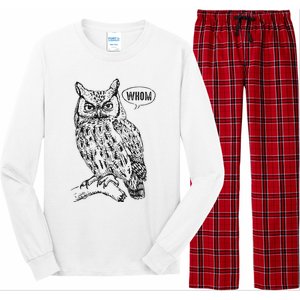 English Teacher Grammar Gift Who Whom Owl Cute Bird Long Sleeve Pajama Set