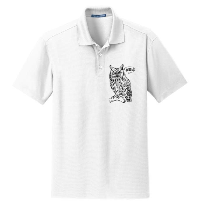 English Teacher Grammar Gift Who Whom Owl Cute Bird Dry Zone Grid Polo