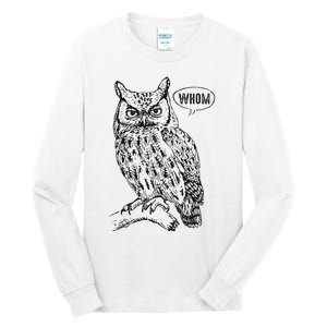 English Teacher Grammar Gift Who Whom Owl Cute Bird Tall Long Sleeve T-Shirt