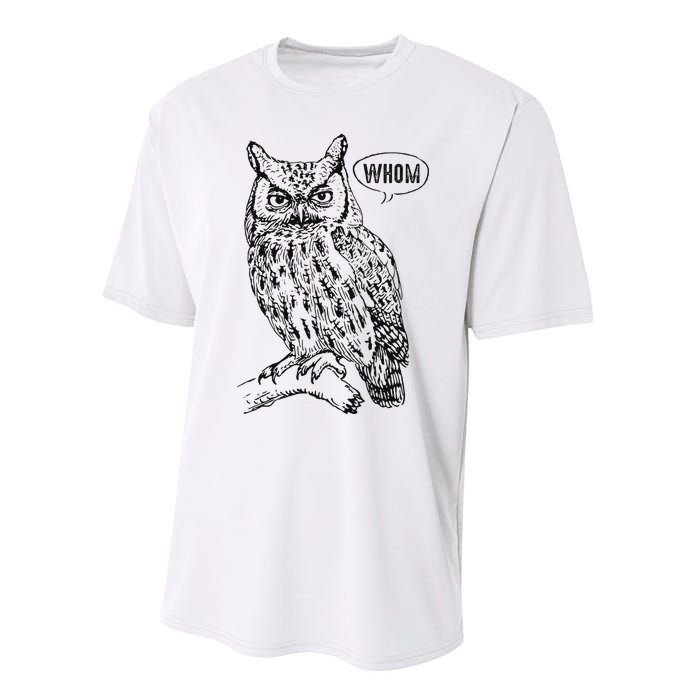 English Teacher Grammar Gift Who Whom Owl Cute Bird Performance Sprint T-Shirt