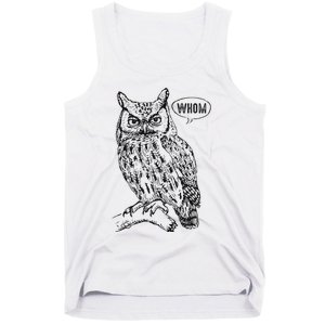 English Teacher Grammar Gift Who Whom Owl Cute Bird Tank Top