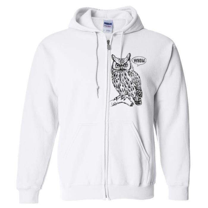 English Teacher Grammar Gift Who Whom Owl Cute Bird Full Zip Hoodie