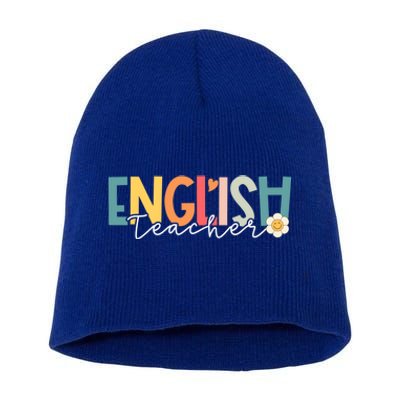 English Teacher Groovy Appreciation Day Back To School Meaningful Gift Short Acrylic Beanie