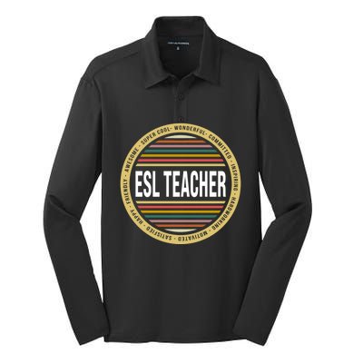 Esl Teacher Gift Funny Profession Birthday Gift Silk Touch Performance Long Sleeve Polo