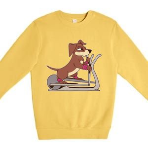 Elliptical Trainer Gym Dog Lover Cool Gift Premium Crewneck Sweatshirt