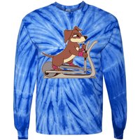 Elliptical Trainer Gym Dog Lover Cool Gift Tie-Dye Long Sleeve Shirt