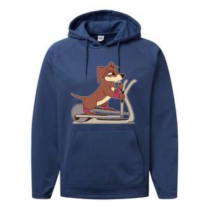 Elliptical Trainer Gym Dog Lover Cool Gift Performance Fleece Hoodie