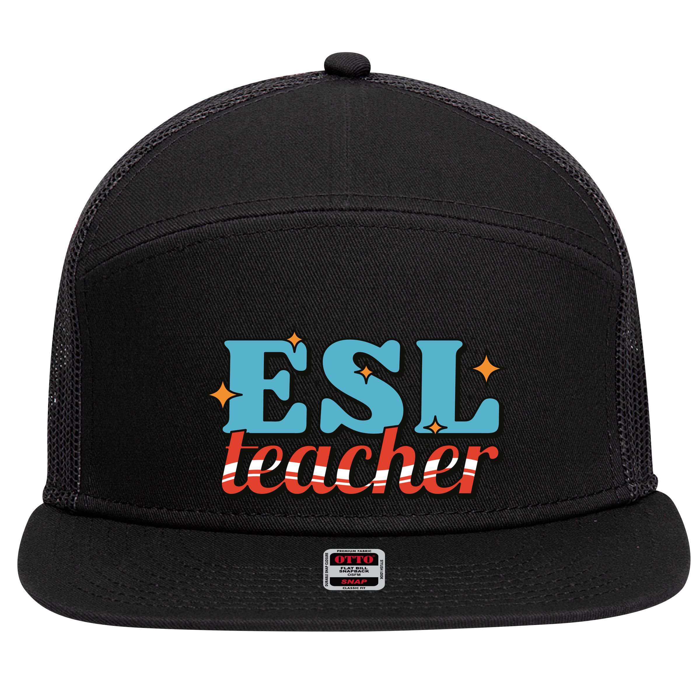 ESL Teacher Gift 7 Panel Mesh Trucker Snapback Hat