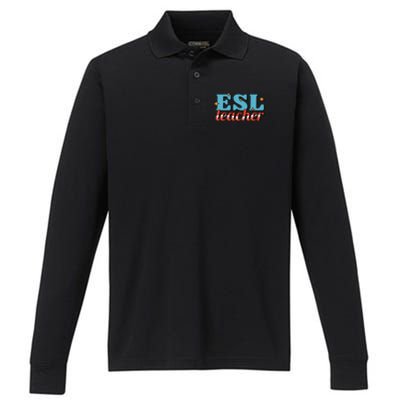 ESL Teacher Gift Performance Long Sleeve Polo