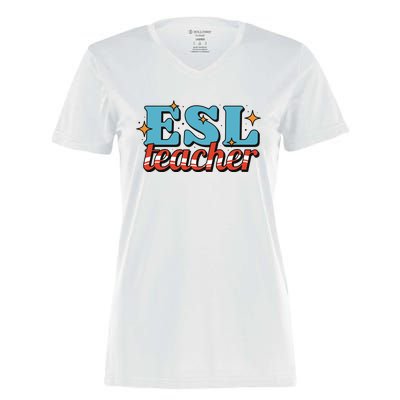 ESL Teacher Gift Women's Momentum V-Neck T-Shirt