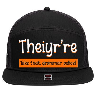 English Teacher Grammar Police Instructor Grammarian 7 Panel Mesh Trucker Snapback Hat