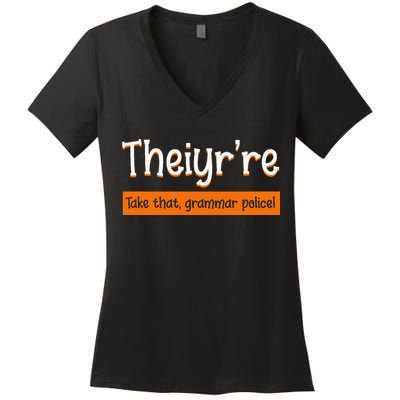 English Teacher Grammar Police Instructor Grammarian Women's V-Neck T-Shirt