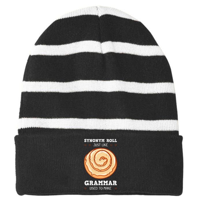 English Teacher Grammarians Grammar Police Professors Striped Beanie with Solid Band