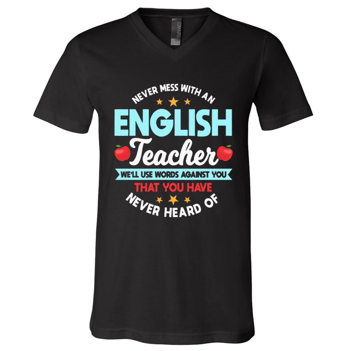 English Teacher Grammarians Professors Grammar Police V-Neck T-Shirt